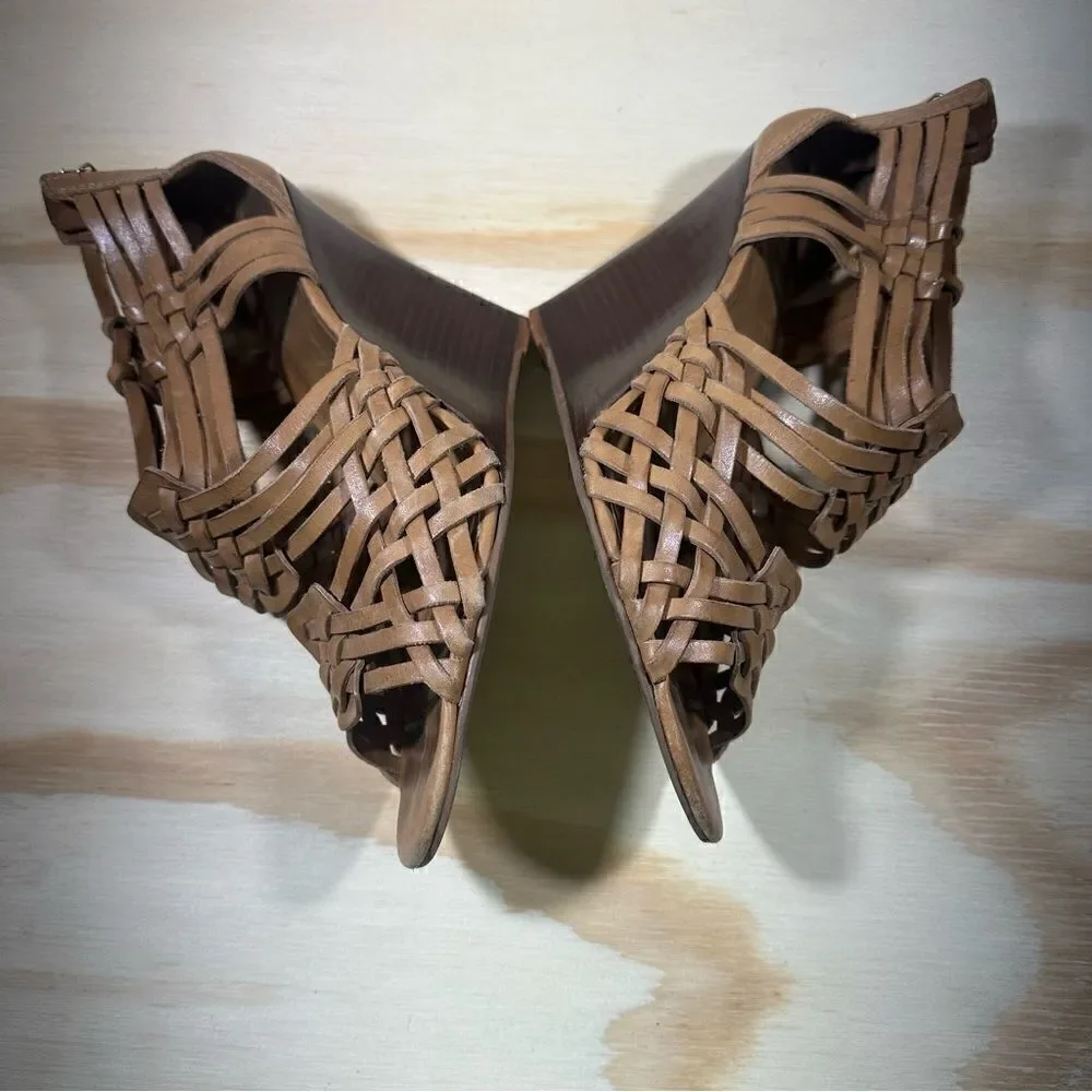 Tory Burch Tevray Braided Leather Wedge Sandals Women’s Size 10
